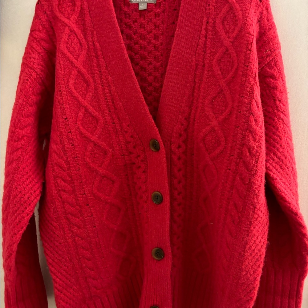 J. Crew Pink Cable Knit Cardigan Sweater